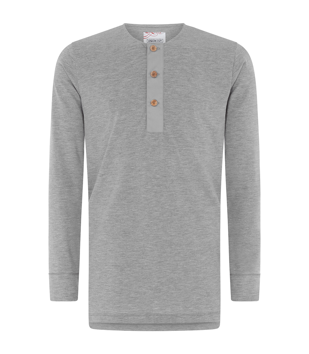 Union Cut Tommy Long Sleeved Henley Shirt – Grey - L