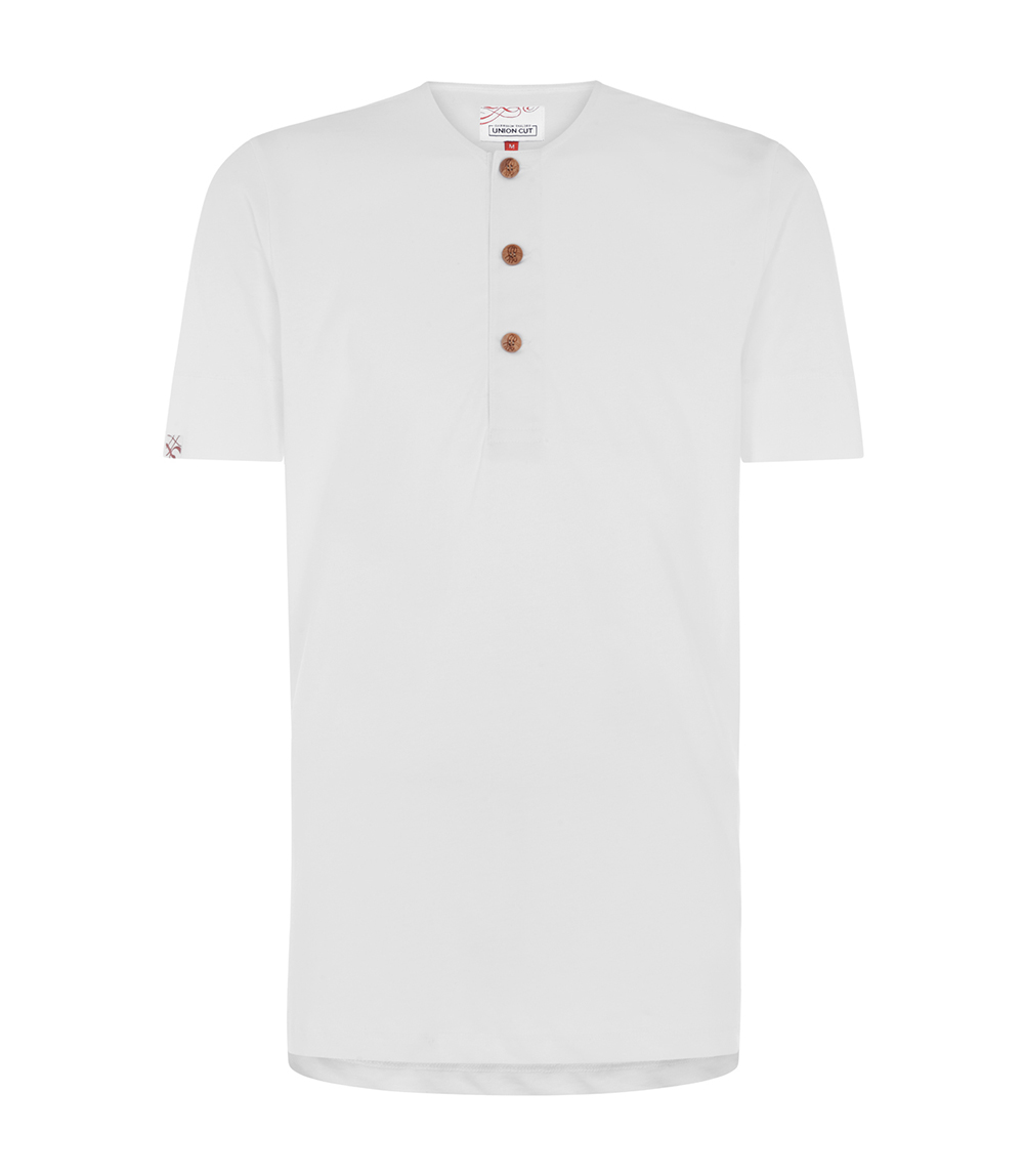 Union Cut Tommy Short Sleeved Henley Shirt - White