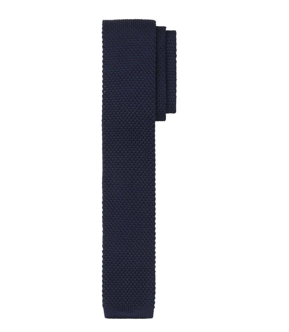 Union Cut Thomas Knitted Tie - Navy
